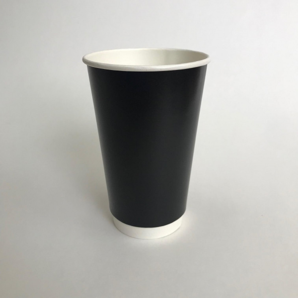 Двухслойный черный бумажный стакан с технологии ThermoCup 250 мл для чая, кофе, воды 80*56*92 мм