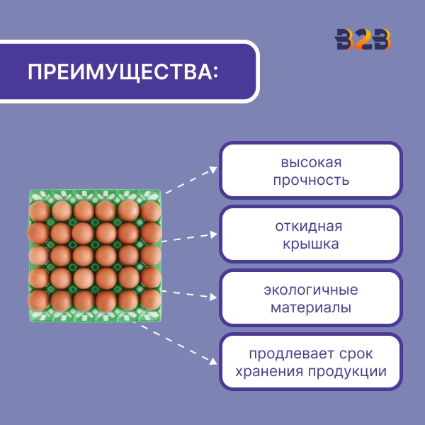 Упаковка для куриных яиц многоразовая, 30 ячеек (пластик)
